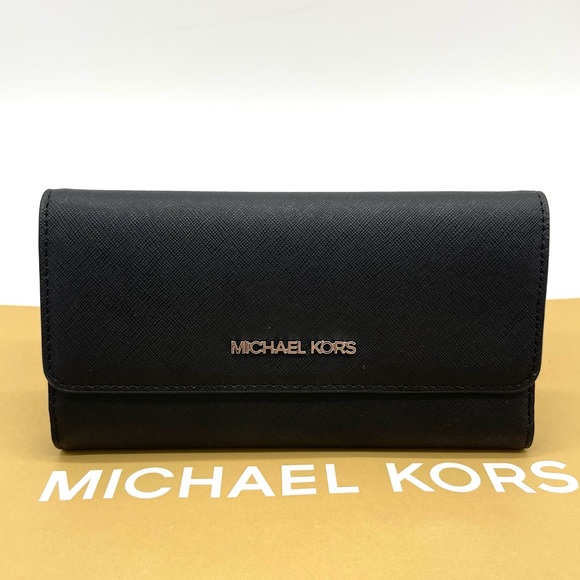 Michael Kors Large Trifold Wallet Black - Picture 1 of 7